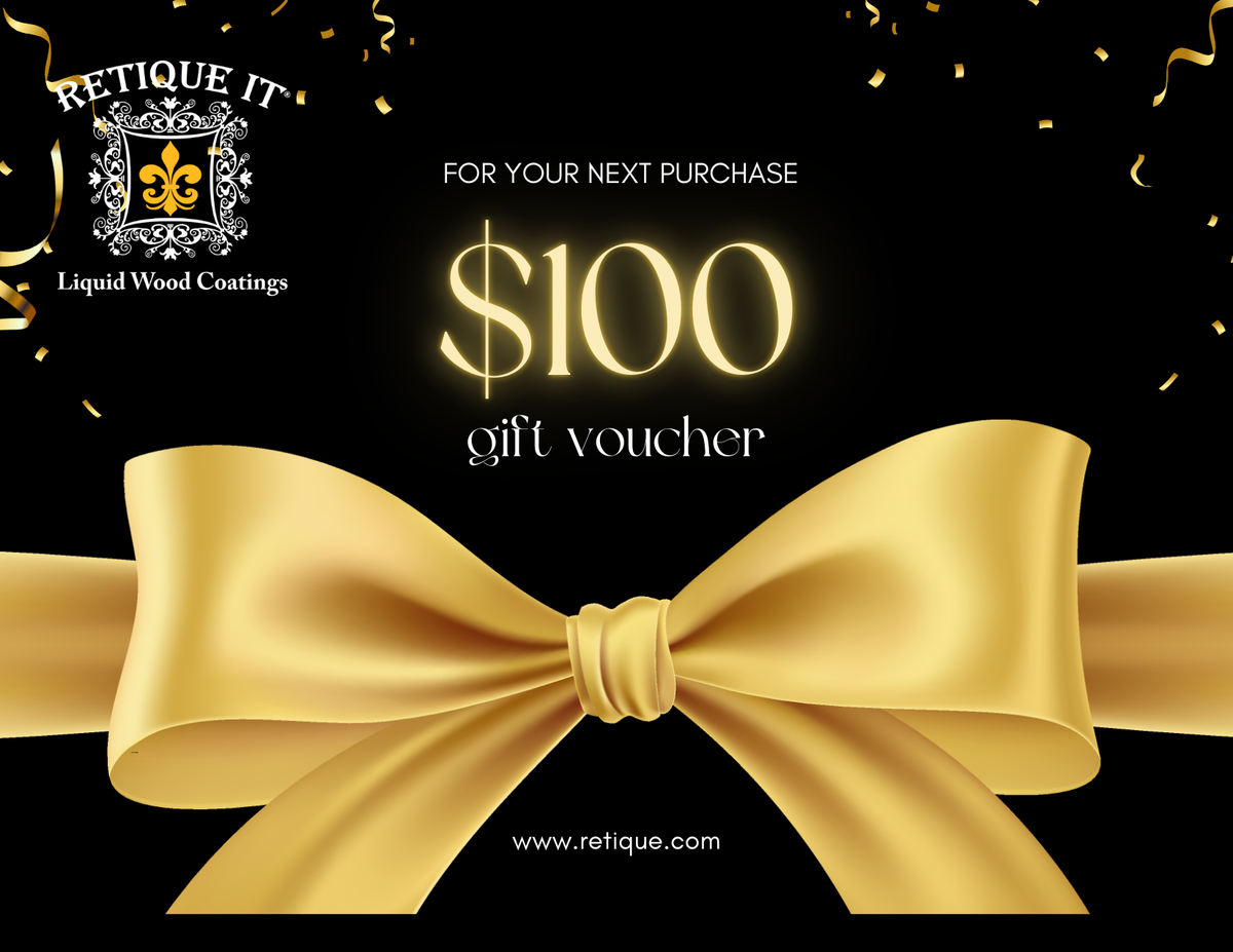 Retique It gift card featuring elegant design, perfect for gifting or special occasions, with the Retique It branding visible.