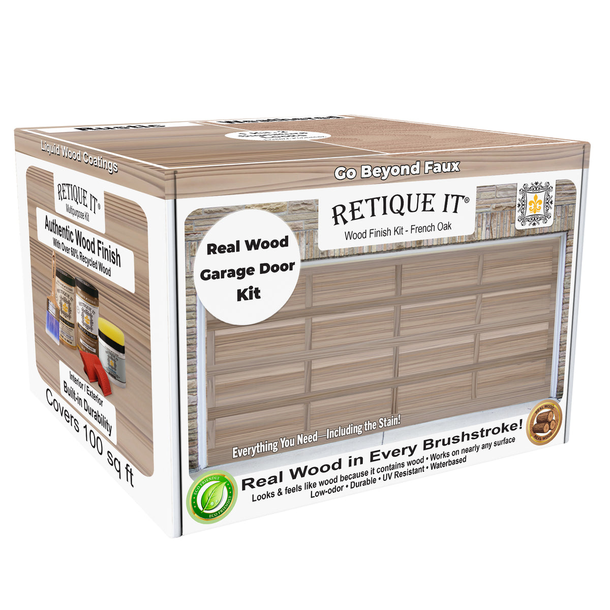 Retique It Real Wood Garage Door Kit packaging on a white background