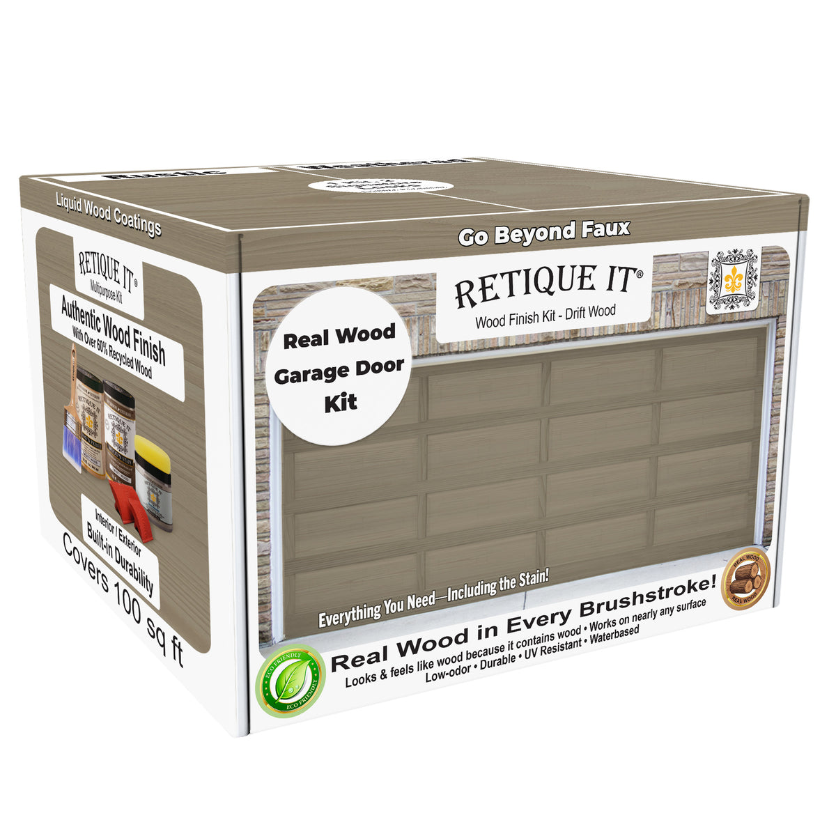 Retique It Real Wood Garage Door Kit packaging on a white background