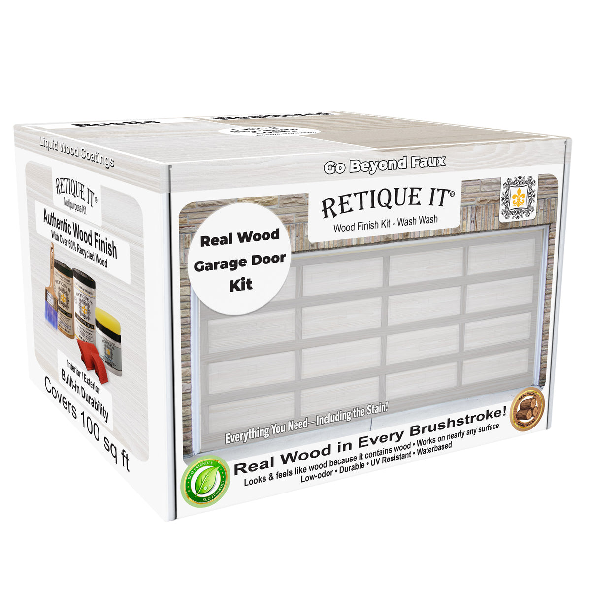 Retique It Real Wood Garage Door Kit packaging on a white background