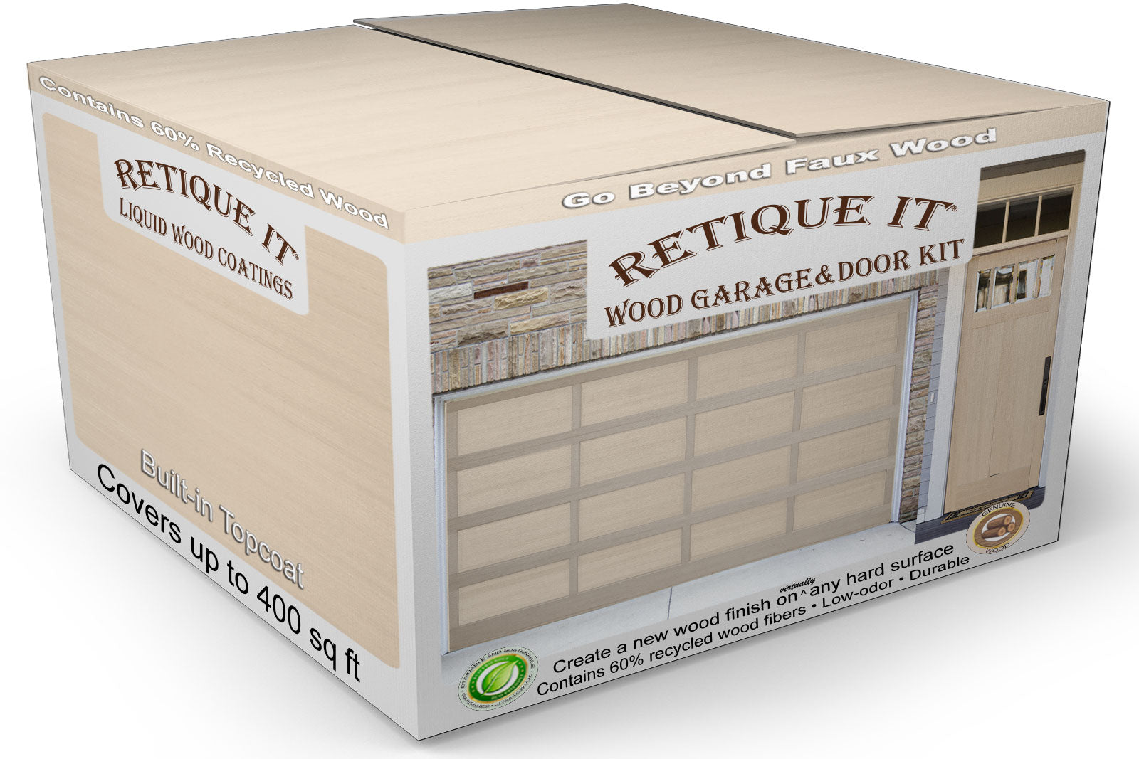 Wood'n Finish Front Garage Door Kit (Smooth) Pecan Retique
