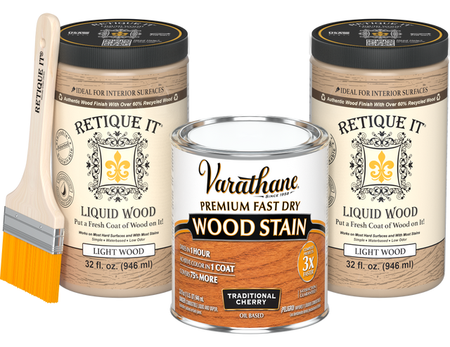 Retique It multi-purpose stain kit with two large traditional cherry oil-based fast-dry stains, shown in the image.