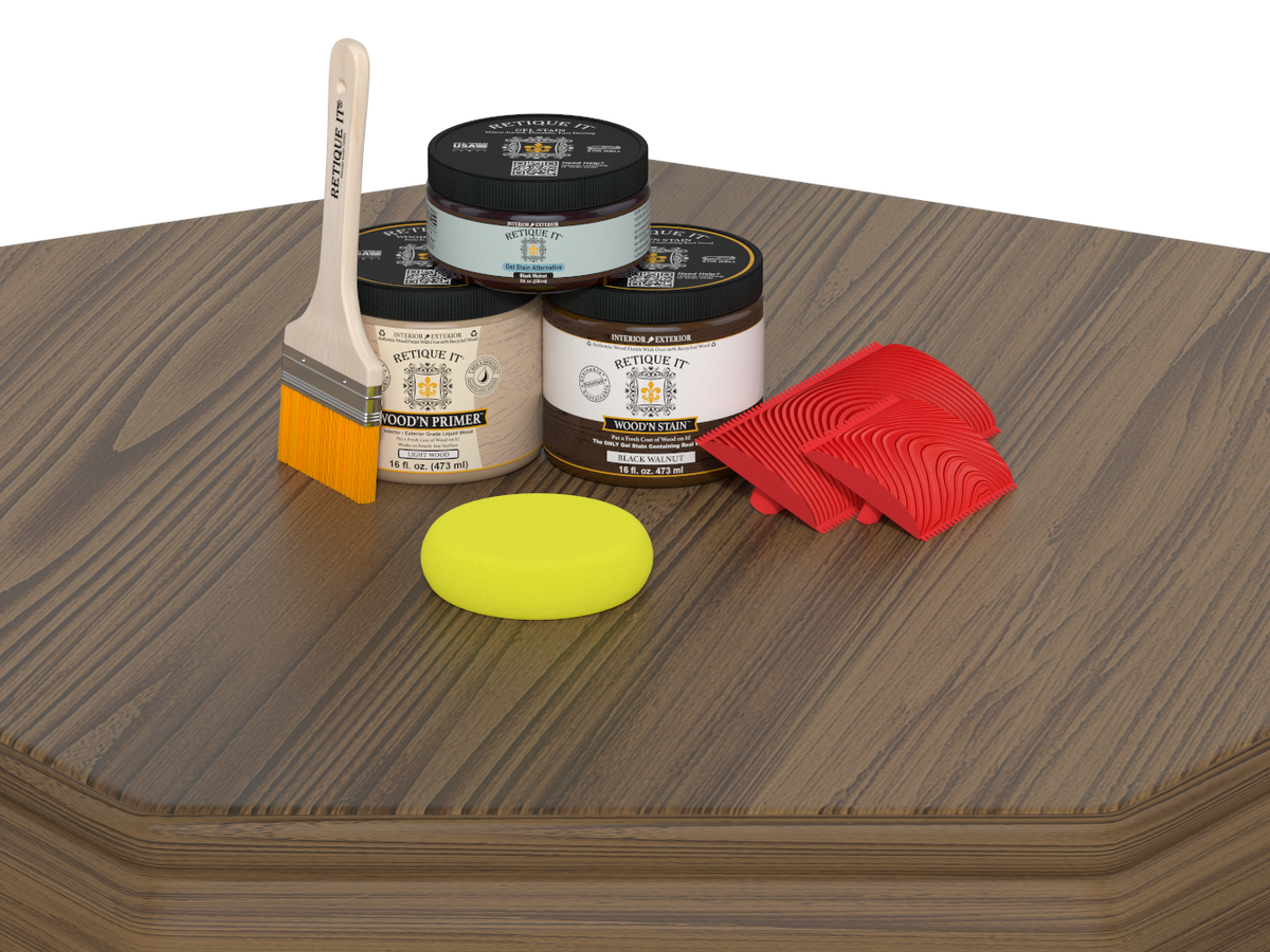 Retique It® black walnut countertop kit for kitchen island, showing stained wood surface with rich, dark finish and smooth texture.