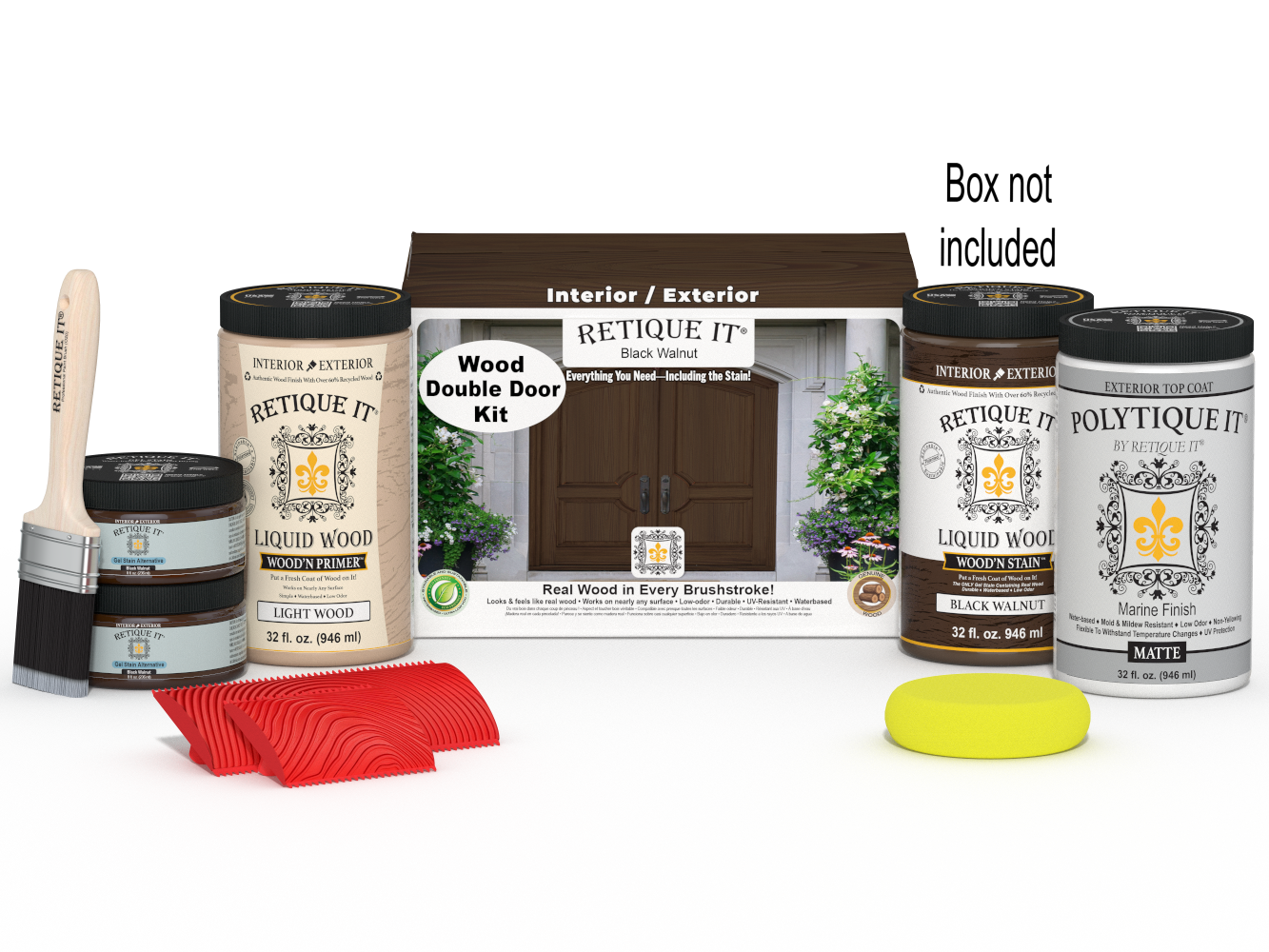 Wood'n Finish Front Door Kit (Double)) - Black Walnut | Retique It®