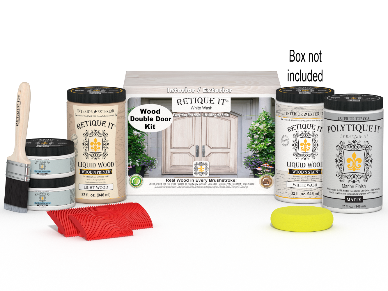Wood'n Finish Front Door Kit (Double) - White Wash | Retique It®