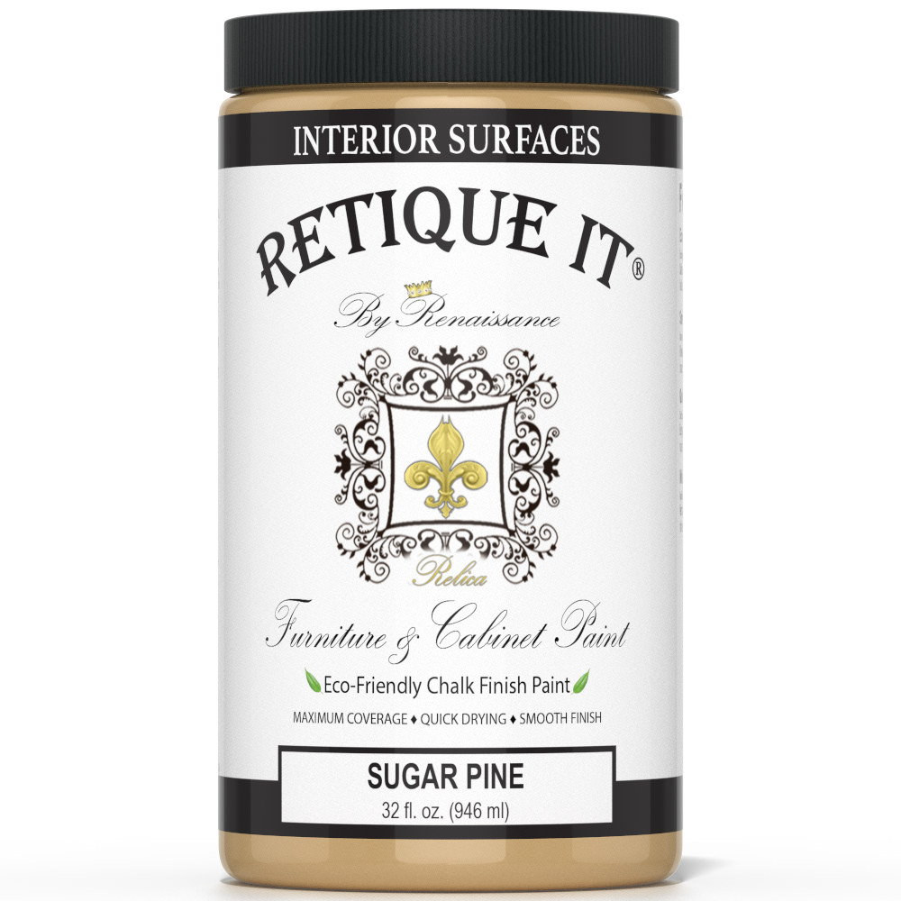 Retique It furniture and cabinet paint in quart size, Sugar Pine color, suitable for transforming wood furniture and cabinetry.