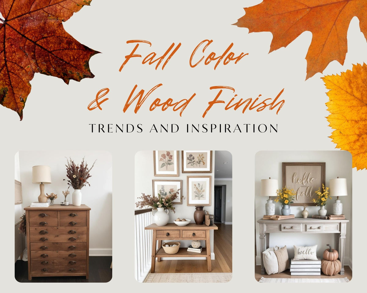 Fall Color and Wood Finish trends and inspiration, with three furnished autumn interiors