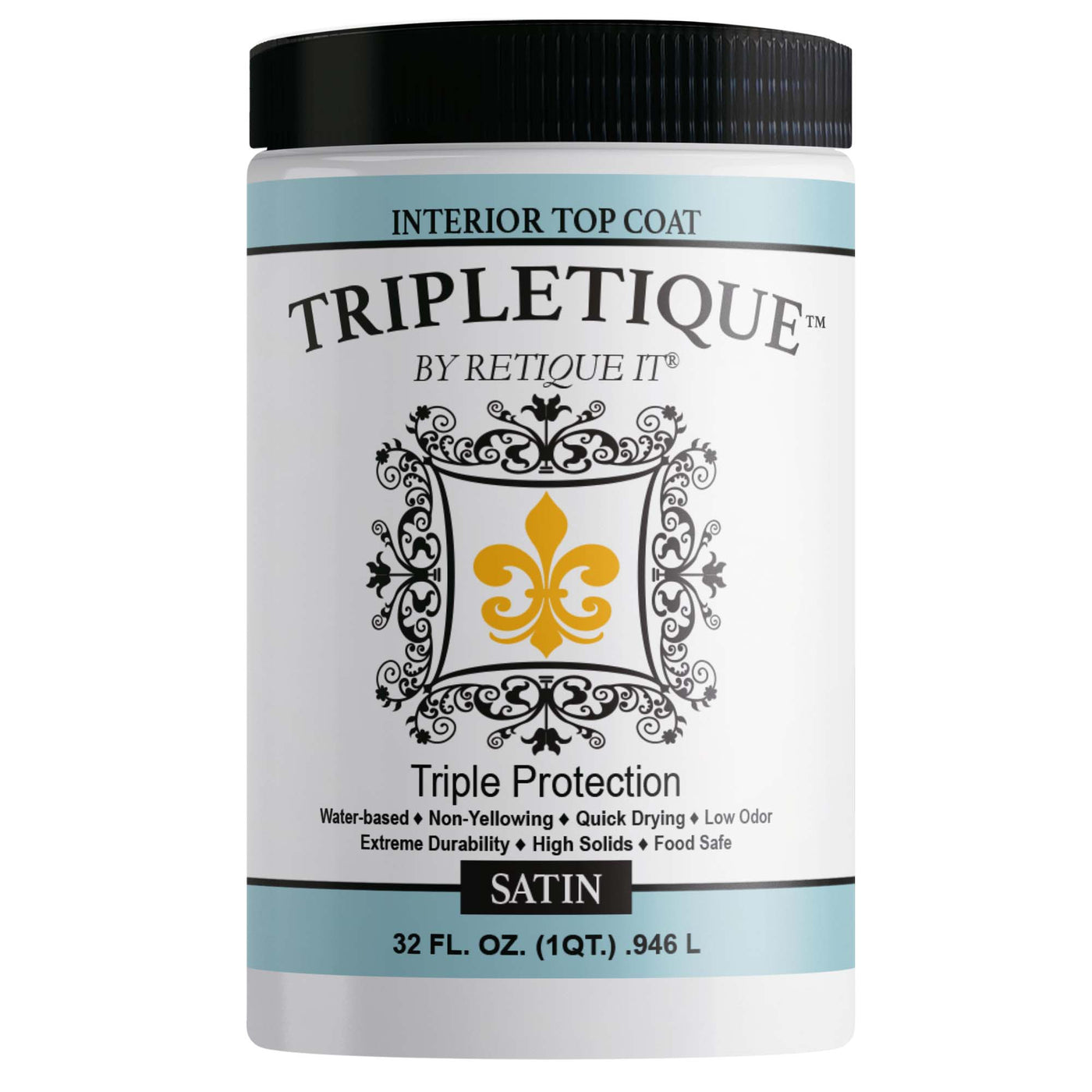 Retique It® Tripletique interior topcoat in a container, designed for protective coatings and sealants for surfaces.
