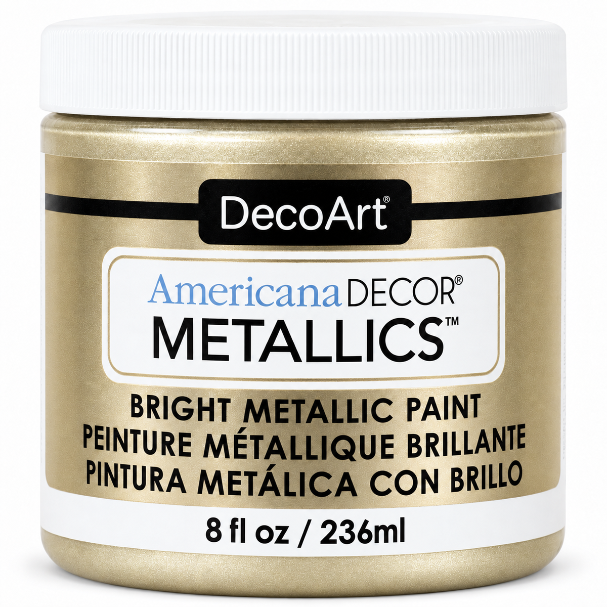 DecoArt Americana Decor Metallics Champagne Gold paint bottle against a plain background