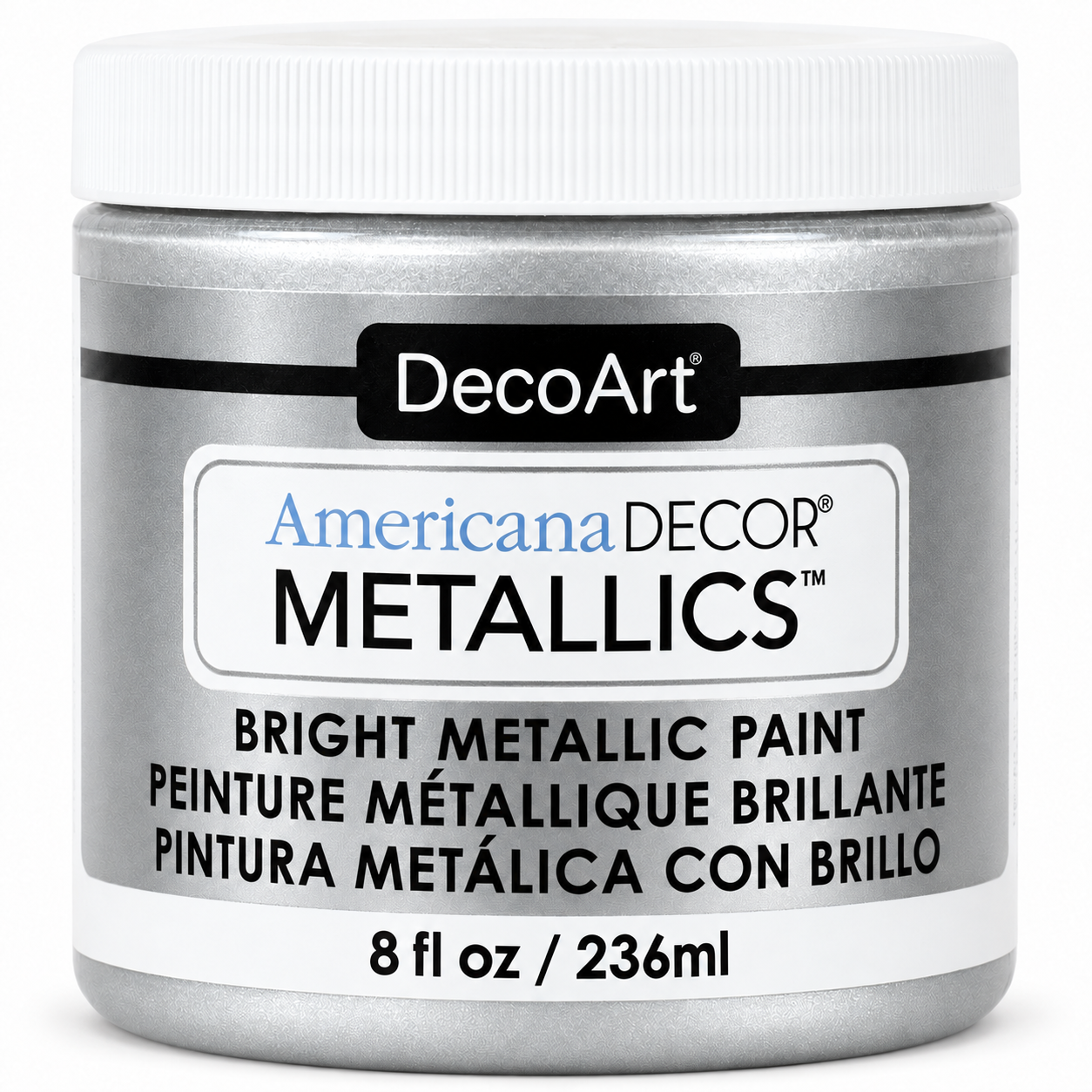 Sterling Silver Americana Decor Metallics paint, 8 oz jar