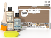 Retique It® Multi-purpose Smooth Finish Kit in Barn Wood, featuring wood finish tools and materials for crafting and furniture projects.