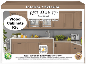 Retique It® Wood'n Cabinet Kit with 48 barn wood doors and smooth finish, perfect for transforming kitchen or bathroom cabinets.