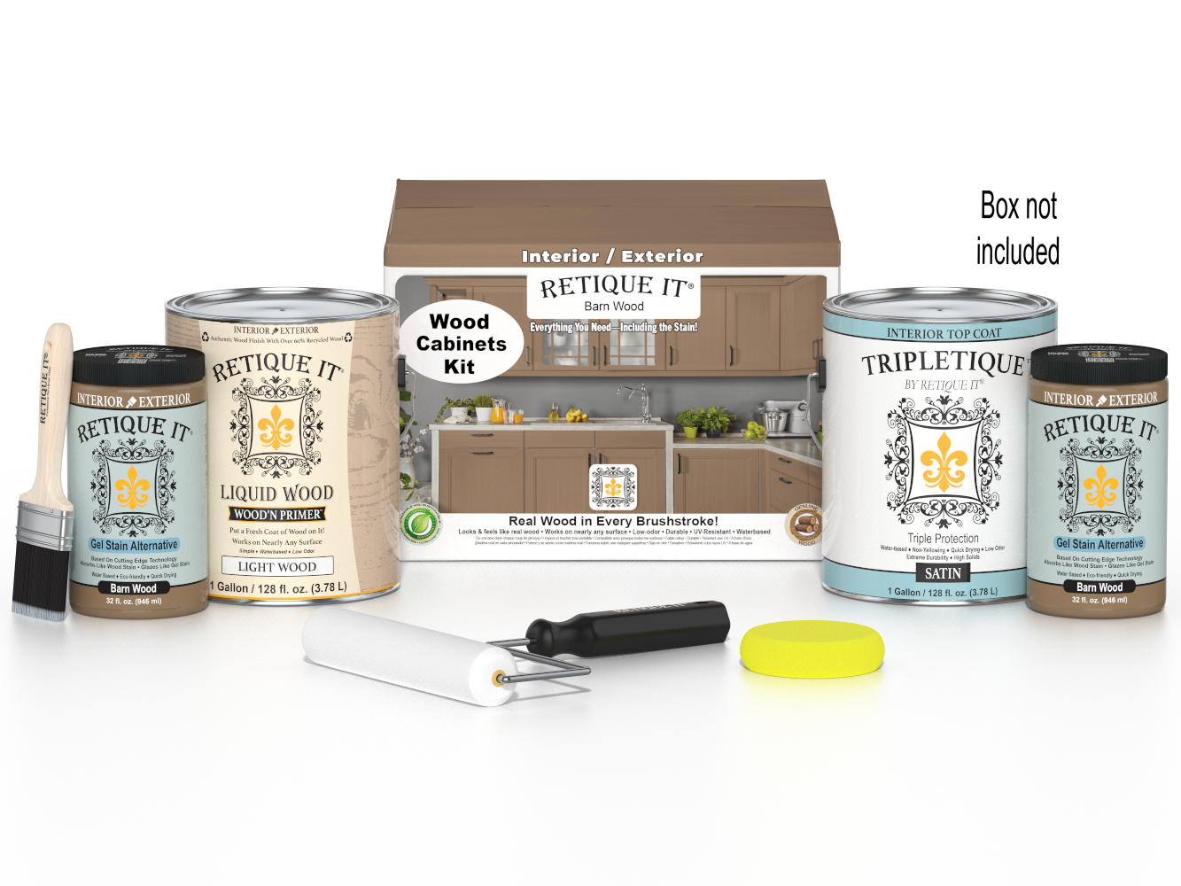 Retique It® Wood'n Cabinet Kit with 48 barn wood doors, smooth finish, stain options, ideal for kitchen or furniture renovation