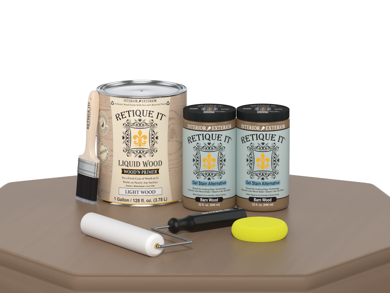 Retique It® Wood'n Cabinet Kit with 48 smooth barn wood style doors, stains for a rustic cabinet upgrade.