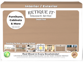 Retique It® Multi-purpose Smooth Finish Kit (Large) in Barn Wood, exterior top coat for wood furniture and surfaces.