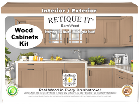 Retique It® Wood'n Cabinet Kit with 12 smooth barn wood doors, ideal for stained cabinet projects, shown from the front.