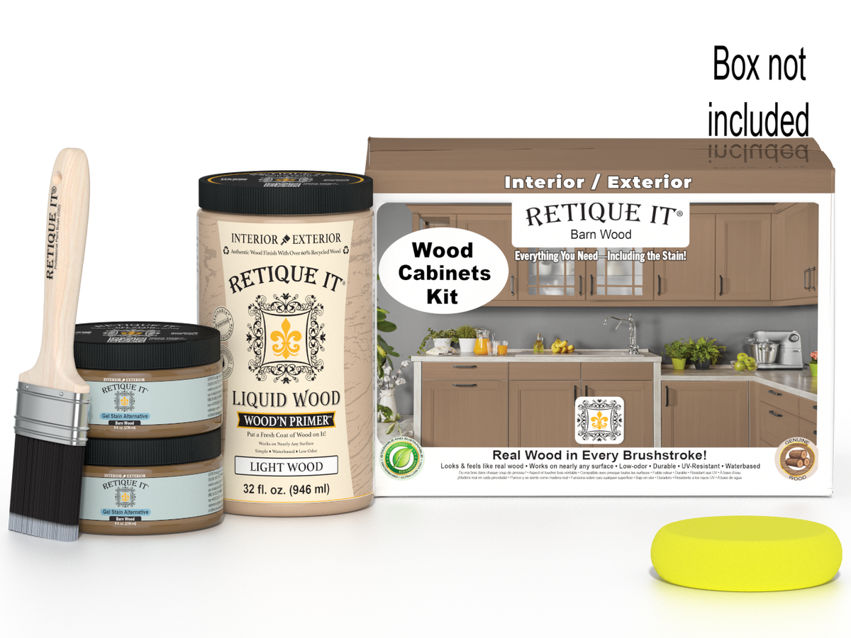 Retique It® Wood'n Cabinet Kit with 12 smooth barn wood doors, ideal for staining and cabinet finishing projects.