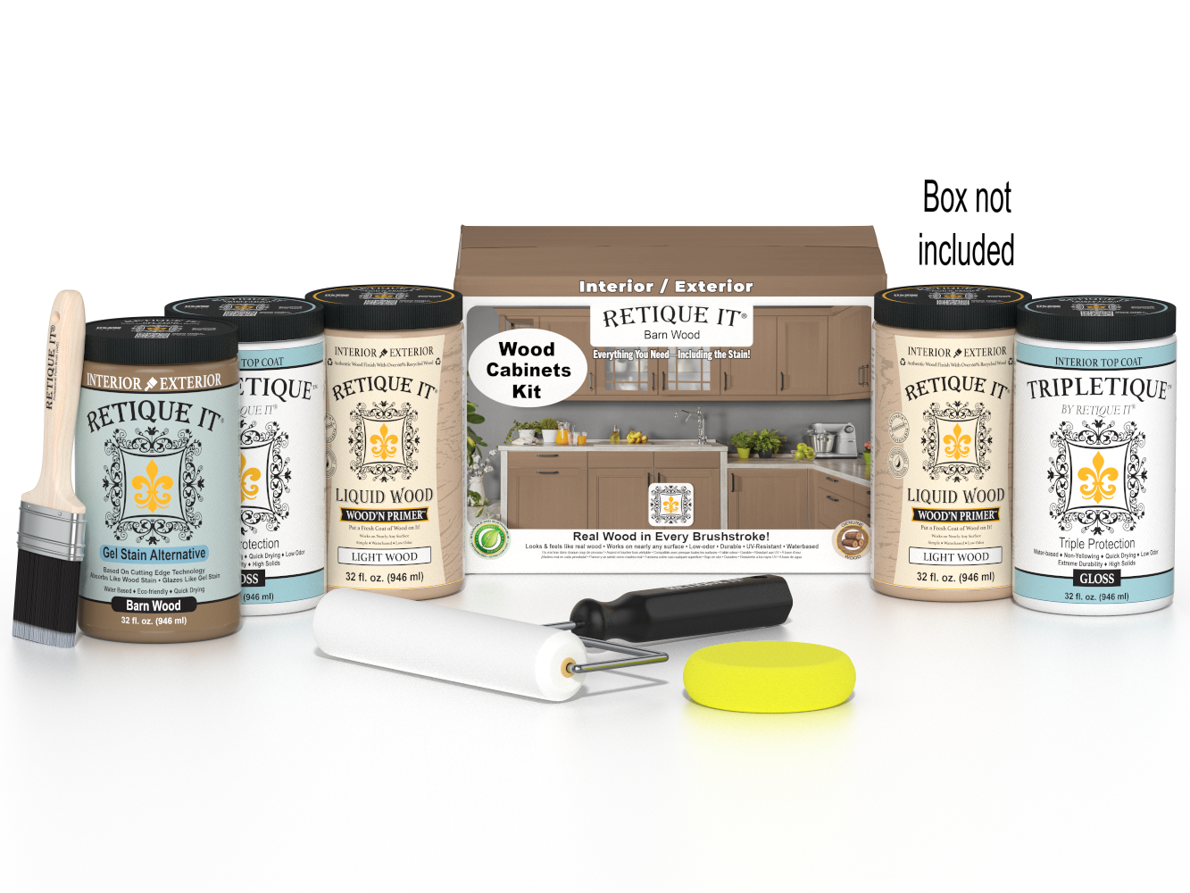 Retique It® Wood'n Cabinet Kit with 24 barn wood-style doors and smooth finish, ideal for staining cabinet projects.