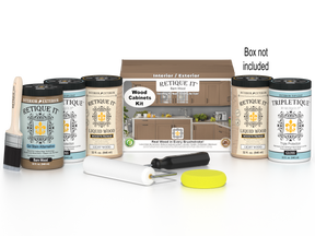 Retique It® Wood'n Cabinet Kit with 24 barn wood-style doors and smooth finish, ideal for staining cabinet projects.