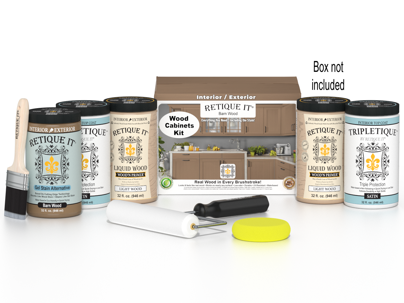 Retique It® Wood'n Cabinet Kit with 24 barn wood-style doors, smooth finish, ideal for staining and cabinetry projects.