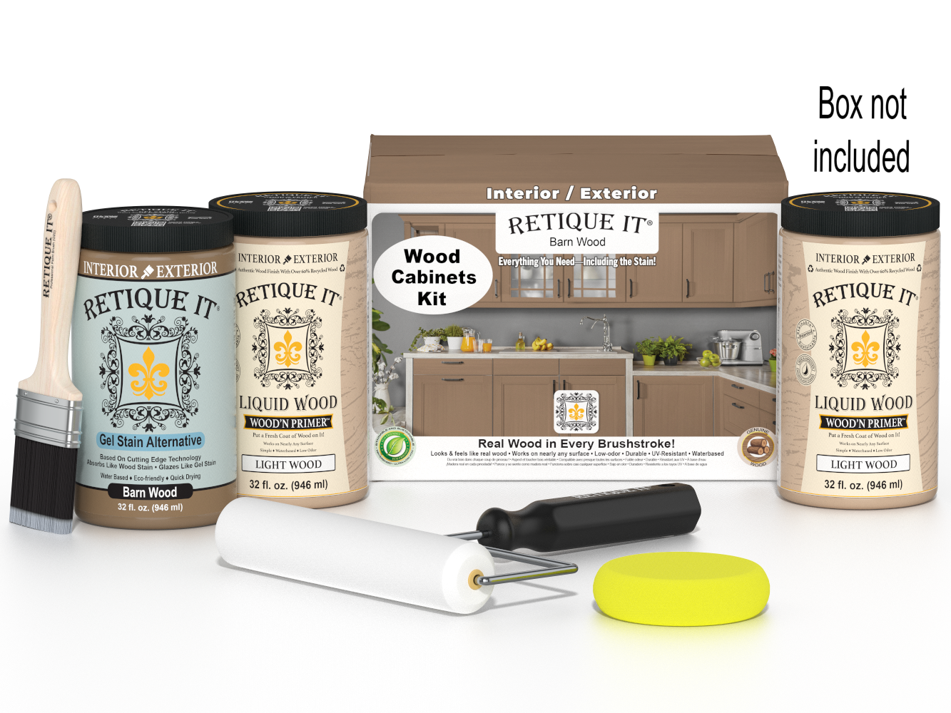 Retique It® Wood'n Cabinet Kit with 24 barn wood-style doors, smooth finish, ideal for staining and cabinet projects.