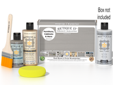 Retique It® Weathered Wood kit with brush, Wood’n Primer, stain alternative, matte top coat, and box not included.