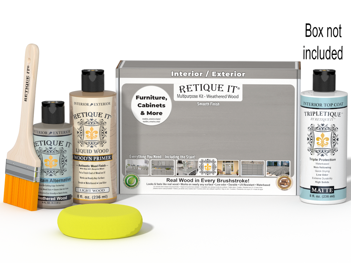 Retique It® Weathered Wood kit with brush, sponge, and box not included.