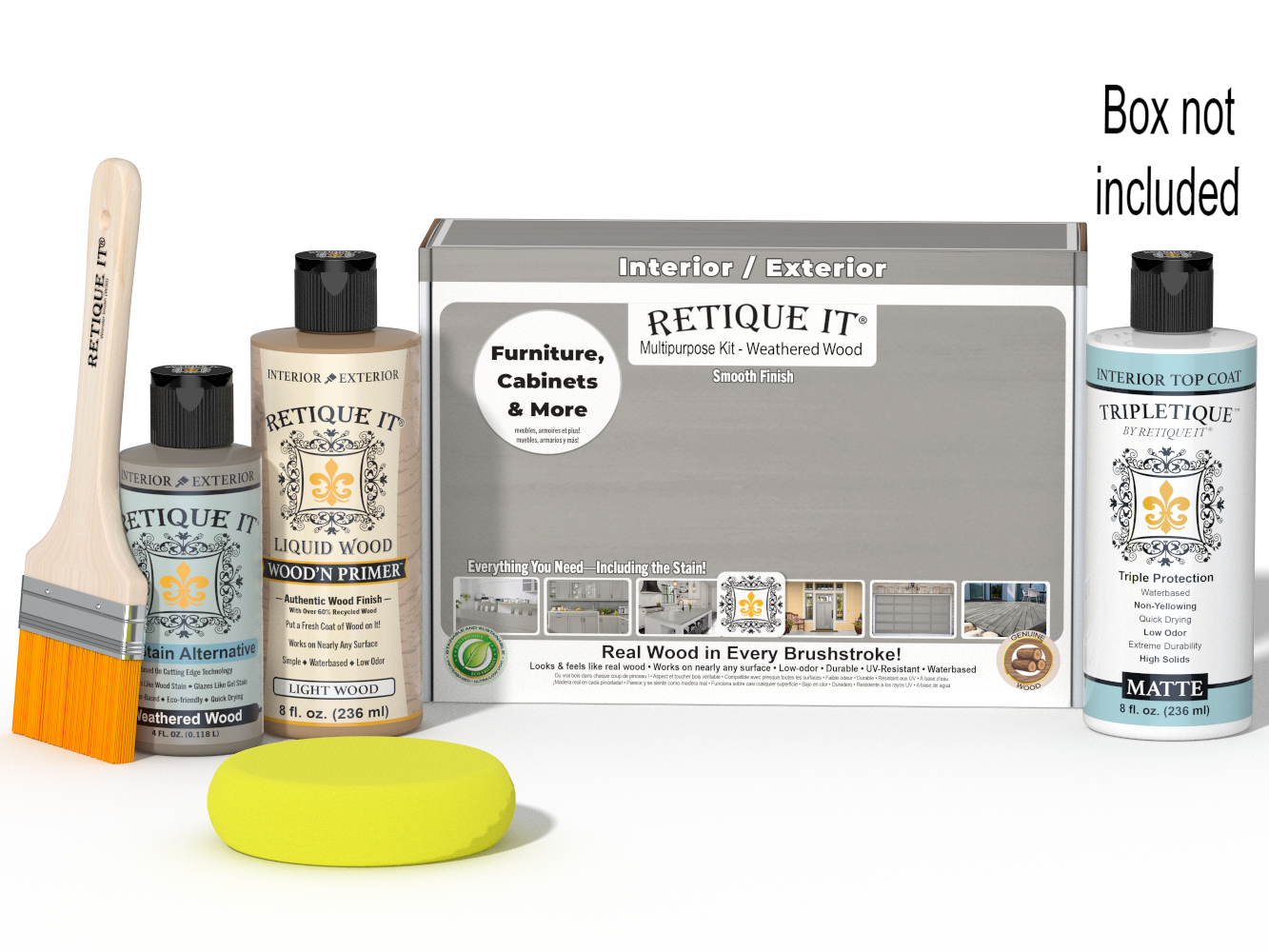 Retique It® Weathered Wood kit with brush, sponge, and box not included.
