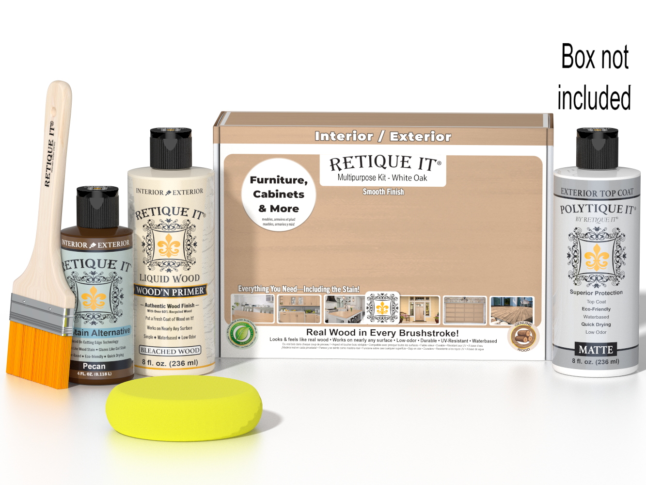 Retique It® White Oak kit with brush, sponge, and box not included.