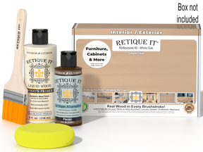 Retique It® White Oak kit with brush, sponge, and Pecan stain alternative; box not included.