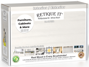Retique It® Multipurpose Kit - White Wash packaging box featuring the “Furniture, Cabinets & More” callout and product preview images.
