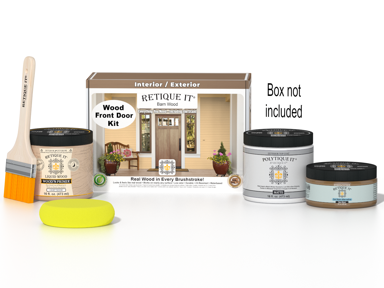 Wood'n Door Smooth Finish Kit - Barn Wood — Matte kit contents with door box