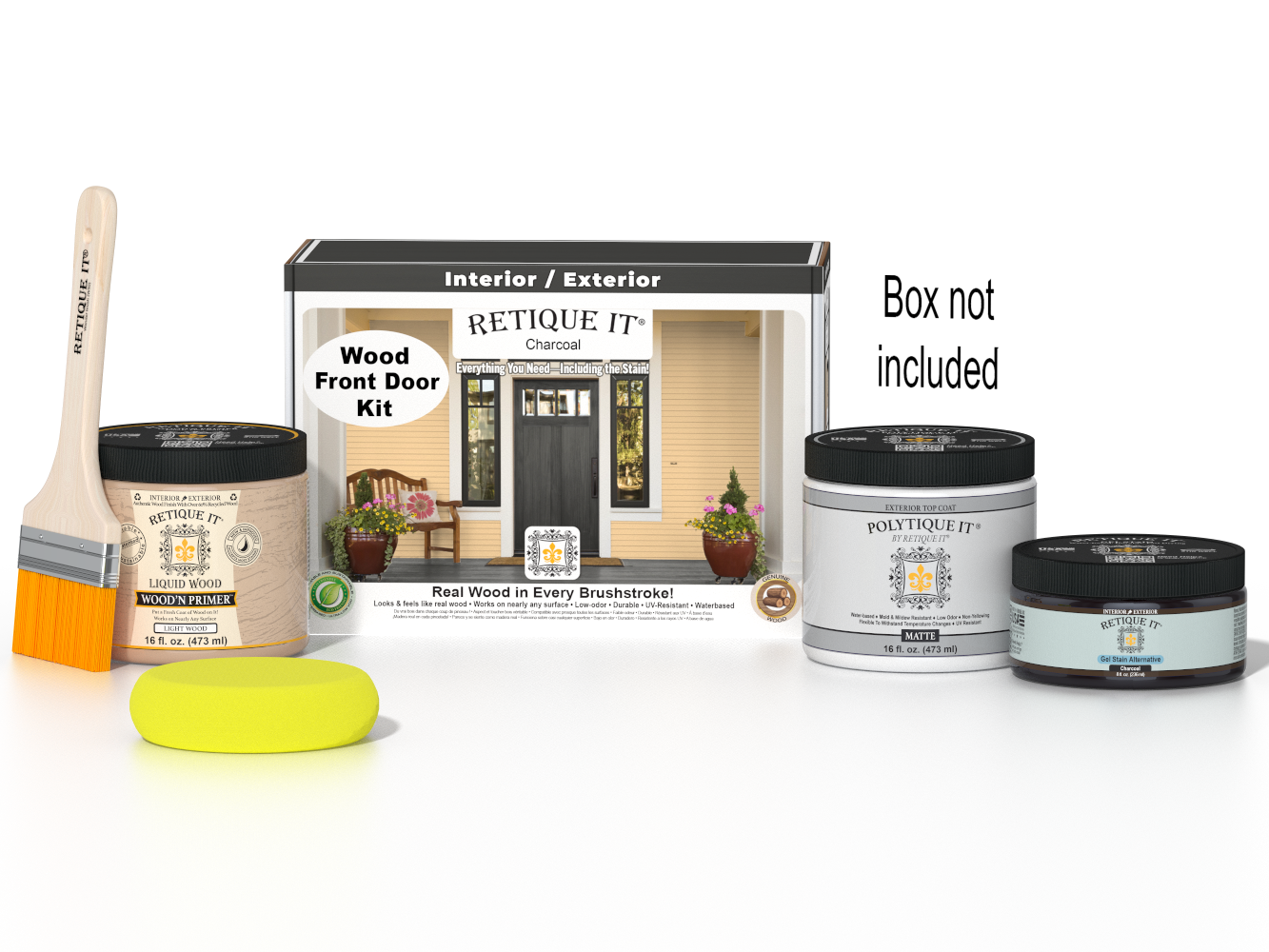 Wood'n Door Smooth Finish Kit - Charcoal — Matte kit contents with door box