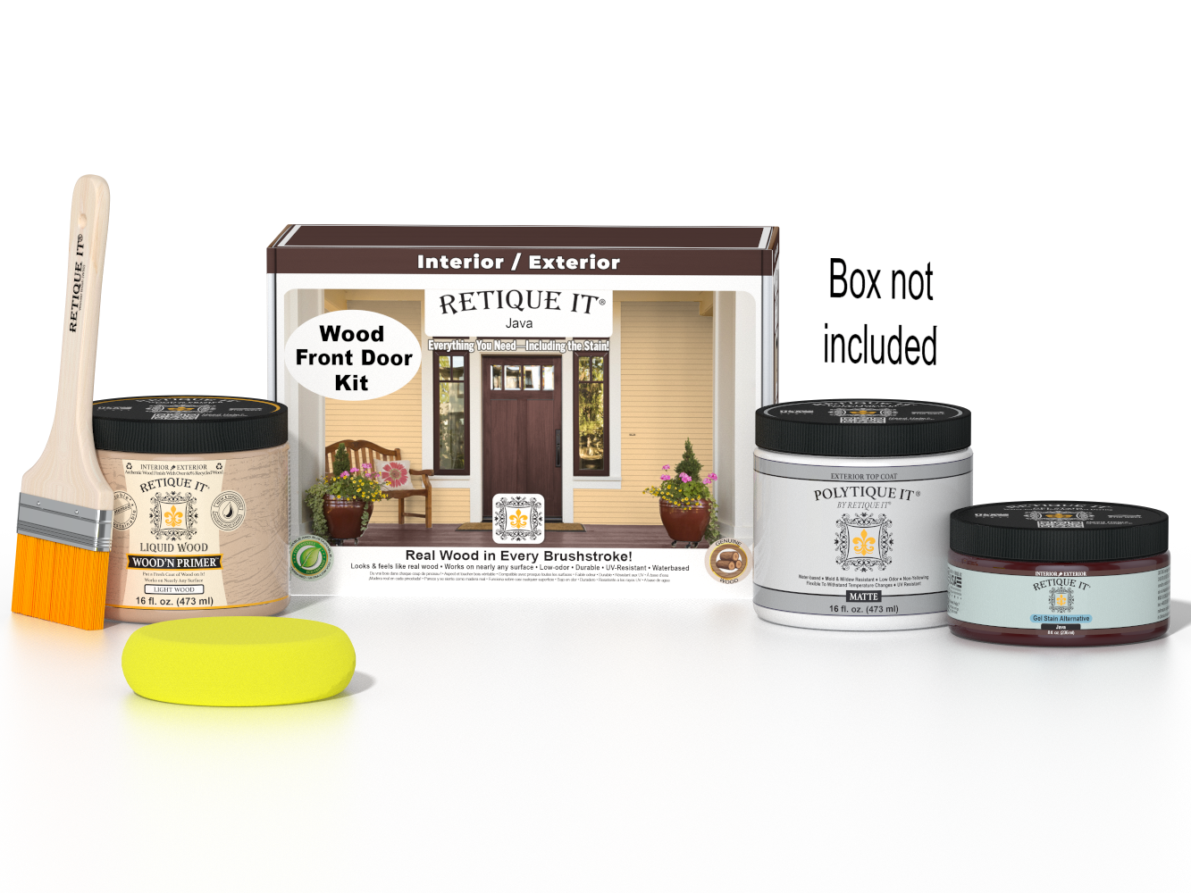 Wood'n Door Smooth Finish Kit - Java — Matte kit contents with door box