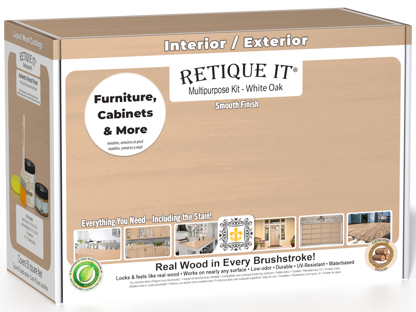 Retique It® White Oak Multipurpose Kit box for interior and exterior furniture, cabinets, and more, featuring a smooth real wood finish.