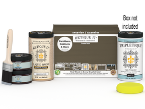 Retique It® Multi-purpose Smooth Finish Kit in Black Walnut for interior wood projects, includes top coat and application tools.