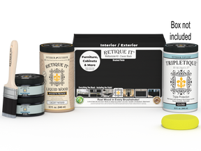 Retique It® Multi-purpose Smooth Finish Kit Large in Classic Black for interior wood top coating, shown with packaging and tools.