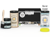 Retique It® Multi-purpose Smooth Finish Kit in classic black for interior wood projects, includes top coat and application tools.