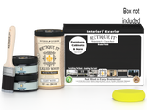 Large black wood finish kit by Retique It® with smooth finish, includes brushes and accessories for versatile wood projects.