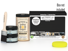 Large black wood finish kit by Retique It® with smooth finish, includes brushes and accessories for versatile wood projects.