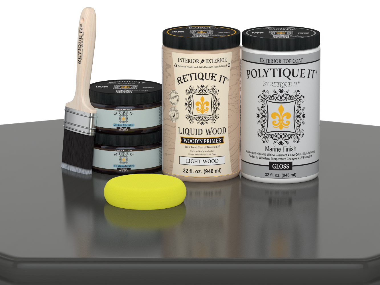Wood'n Door Smooth Finish Kit (Double Door) - Charcoal — Gloss kit contents