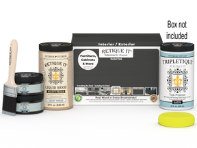 Retique It® Multi-purpose Smooth Finish Kit in large charcoal for interior wood top coating, includes application tools and finish components.
