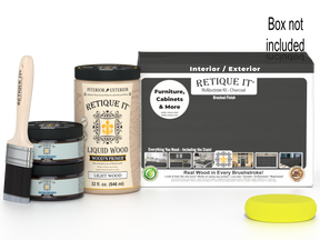Large Charcoal Wood'n Finish Kit by Retique It® includes tools for smooth finishing on wood surfaces.