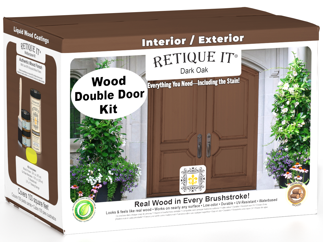 Wood'n Door Smooth Finish Kit (Double Door) - Dark Oak — box hero