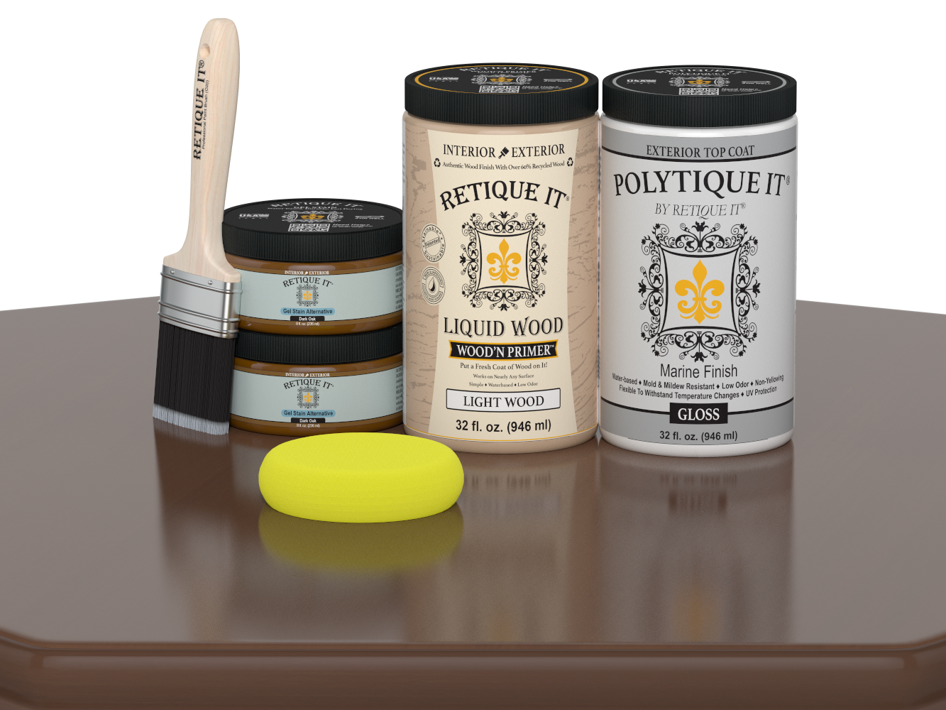Wood'n Door Smooth Finish Kit (Double Door) - Dark Oak — Gloss kit contents