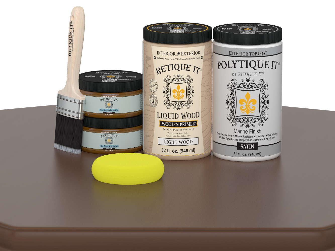 Wood'n Door Smooth Finish Kit (Double Door) - Dark Oak — Satin kit contents