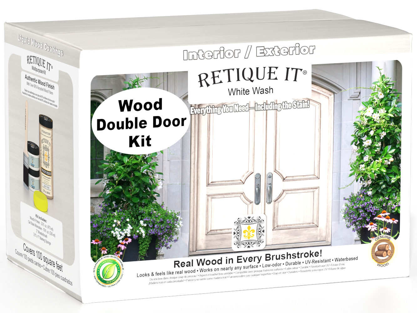Wood'n Door Smooth Finish Kit (Double Door) - White Wash — box hero