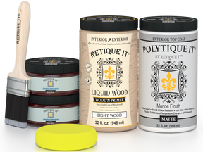 Large Java wood finish kit with smooth exterior top coat and tools for wood finishing by Retique It® Wood'n Finish Kits