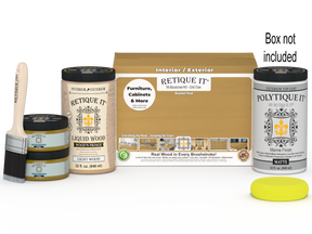 Retique It® Multi-purpose Smooth Finish Kit (Large) in Old Oak for exterior top coat with matte finish, includes wood finishing tools and products.