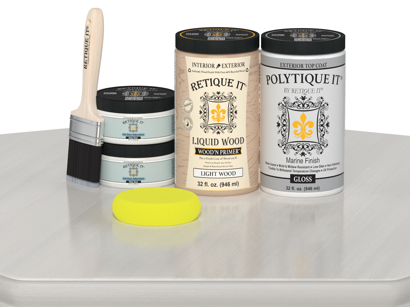 Wood'n Door Smooth Finish Kit (Double Door) - White Wash — Gloss kit contents